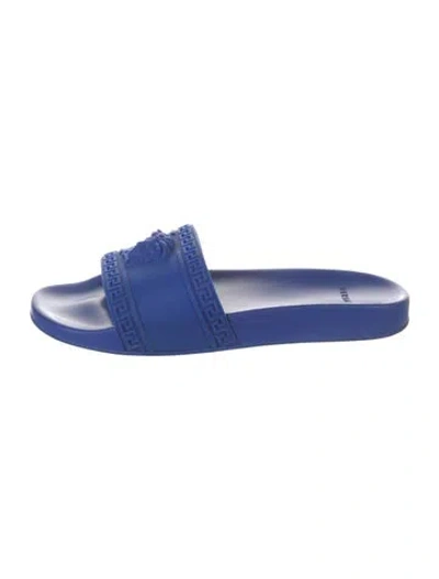 Pre-owned Versace Rubber Slides In Blue