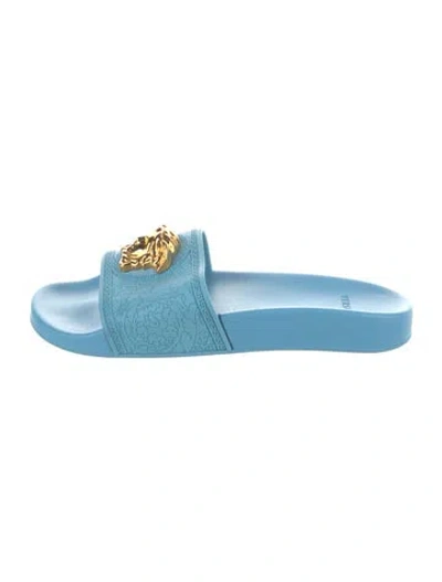 Pre-owned Versace Rubber Slides In Blue