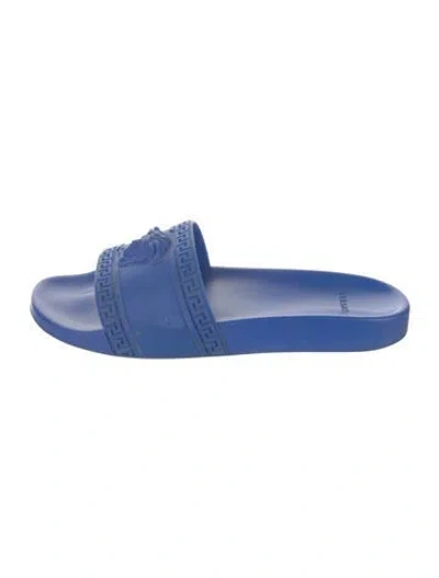Pre-owned Versace Rubber Slides In Blue