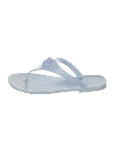 Pre-owned Versace Rubber Slides In Blue