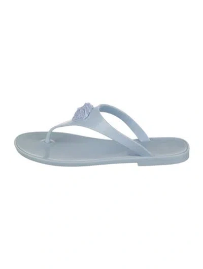 Pre-owned Versace Rubber Slides In Blue