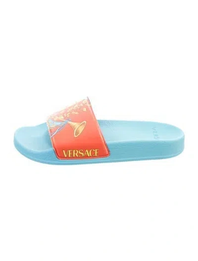 Pre-owned Versace Babies' Rubber Slides In Blue