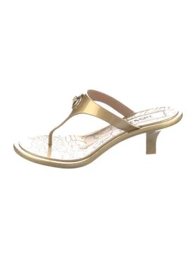 Pre-owned Versace Rubber Slides In Gold