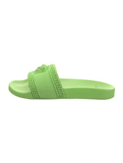 Pre-owned Versace Rubber Slides In Green