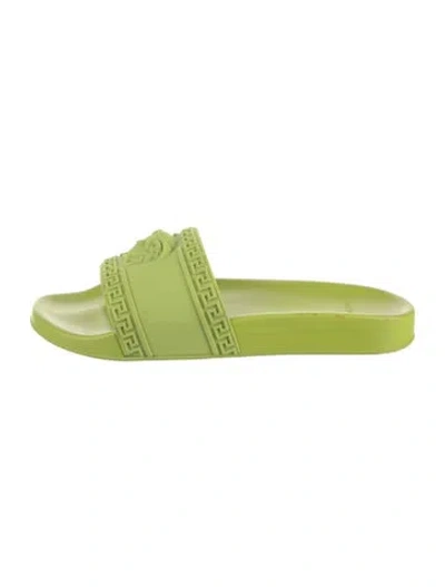 Pre-owned Versace Rubber Slides In Green