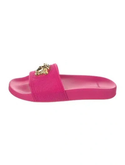 Pre-owned Versace Rubber Slides In Pink