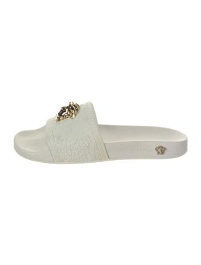 Pre-owned Versace Rubber Slides In White