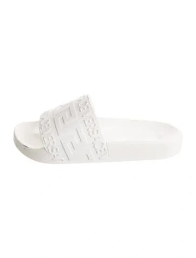 Pre-owned Versace Rubber Slides In White