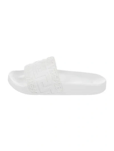 Pre-owned Versace Rubber Slides In White