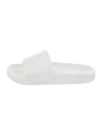 Pre-owned Versace Rubber Slides In White