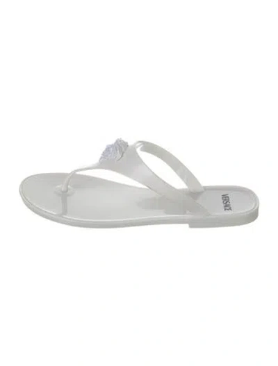 Pre-owned Versace Rubber Slides In White