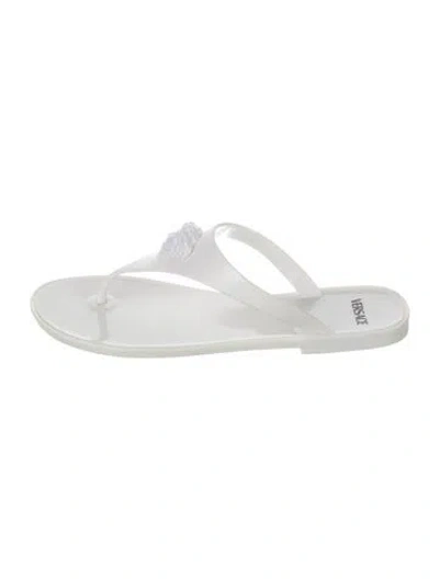 Pre-owned Versace Rubber Slides In White