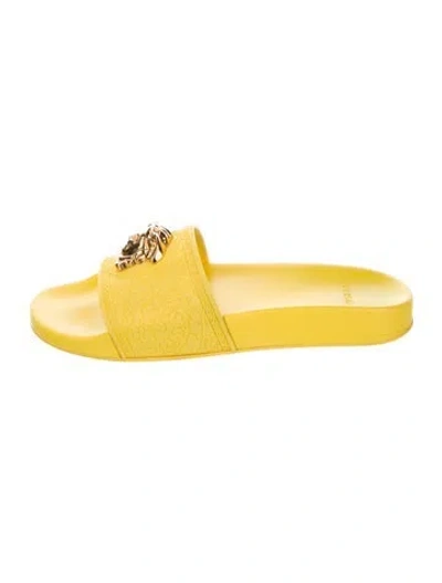 Pre-owned Versace Rubber Slides In Yellow