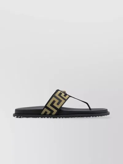 VERSACE RUBBER SOLE SANDALS WITH OPEN TOE AND THONG STRAP
