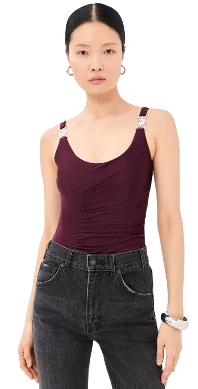 Versace Ruched Bodysuit Burgundy