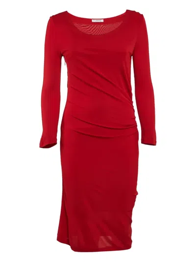 Pre-owned Versace Ruched Dress In Red