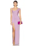 Versace Ruched Jersey Gown In Purple