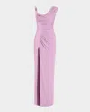 Versace Ruched Jersey Gown In Purple