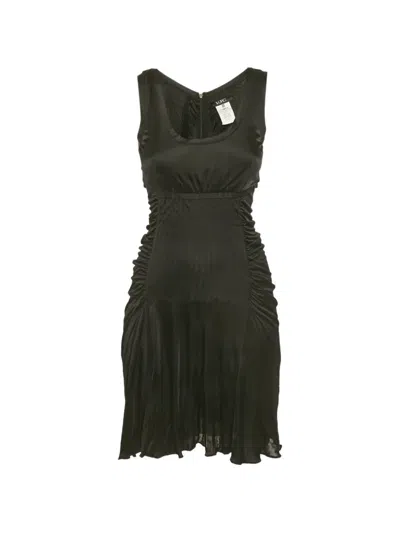 Pre-owned Versace Ruched Sleeveless Dress In Black