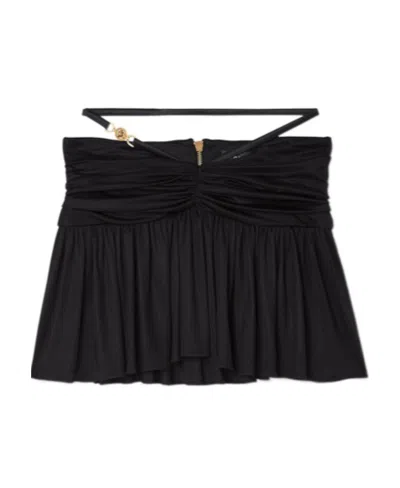 Versace Ruched-waist Mini Skirt In Black