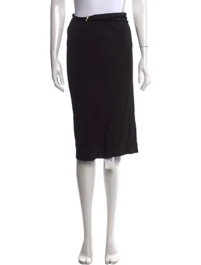 Pre-owned Versace Ruffle Embellishment Midi Length Skirt In Black