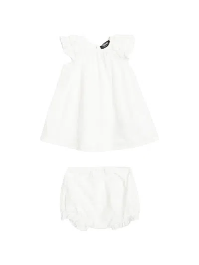 Versace Babies' Ruffled Floral Dress Set In White