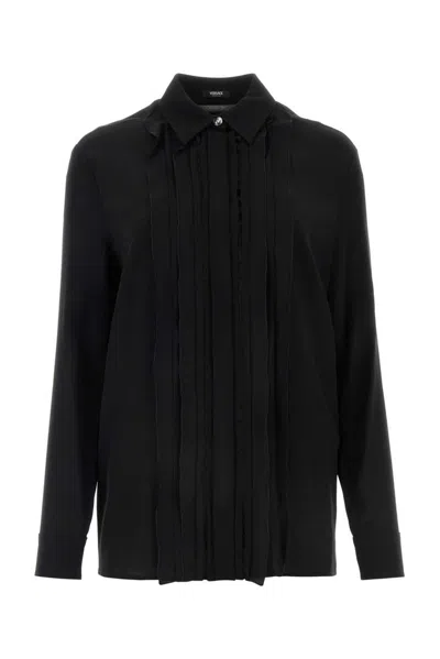 Versace Elegant Crepe Shirt For Women In Black