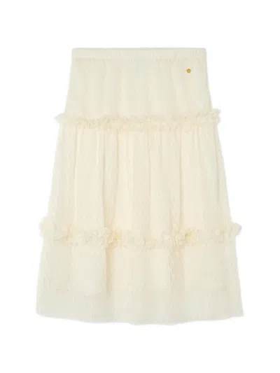 Versace Kids' Ruffled Medallion Skirt In Neutral