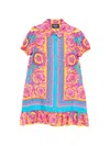 Versace Ruffled Printed Dress In Multi