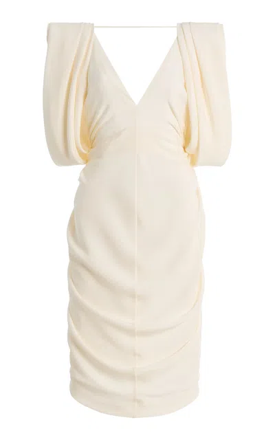 Versace Ruffled Silk Midi Dress In White