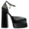 Versace Runway Aevitas 155 Satin G Crystal Medusa Double Platform In Black