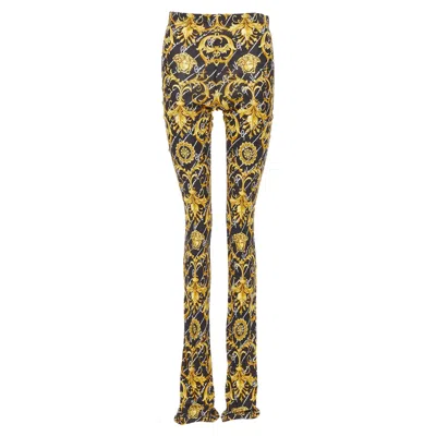 Versace Runway Gianni Signature Medusa Barocco Flare Pants In Gold