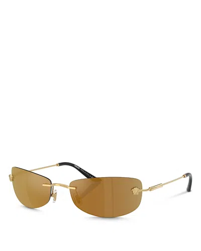 Versace Runway Rectangular Sunglasses, 60mm In Gold/bronze