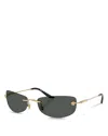 Versace Womens Ve2279 Rectangle-frame Metal Sunglasses Gold In Gold/gray