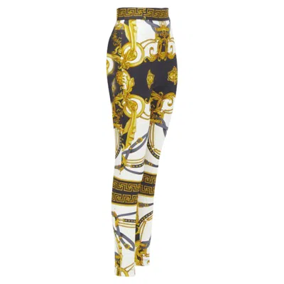 Versace Runway Rodeo Barocco Harness Stretch Legging Pants In Gold