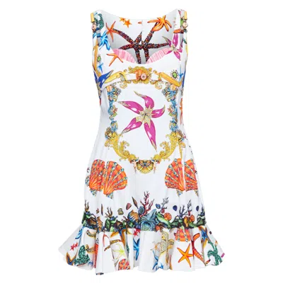 Versace Runway Tresor De La Mer Starfish Corset Flounce Dress In White