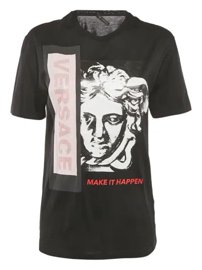 Pre-owned Versace S Graphic Cotton Top In Black