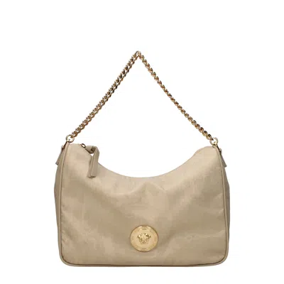 Versace Women's Hobo Handbag Beige/sand Fabric