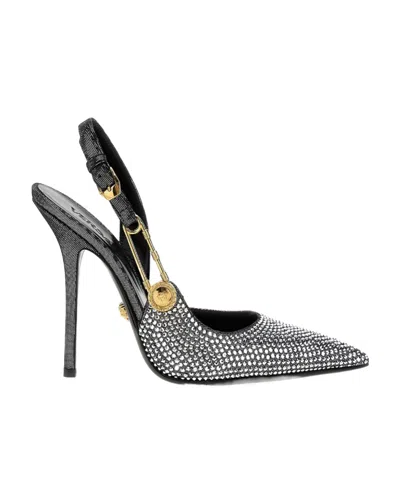 Versace Safety Pin 120mm Pumps In Black