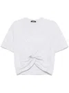 Versace Cropped T-shirt With Twist Detail And Safety Pin Logo In Grey