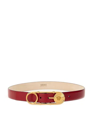 Versace Safety Pin Belt In Red
