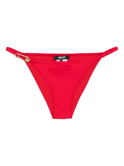 Versace Safety Pin Bikini Bottoms In Red