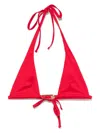 Versace Red Safety Pin Bikini Top In Red