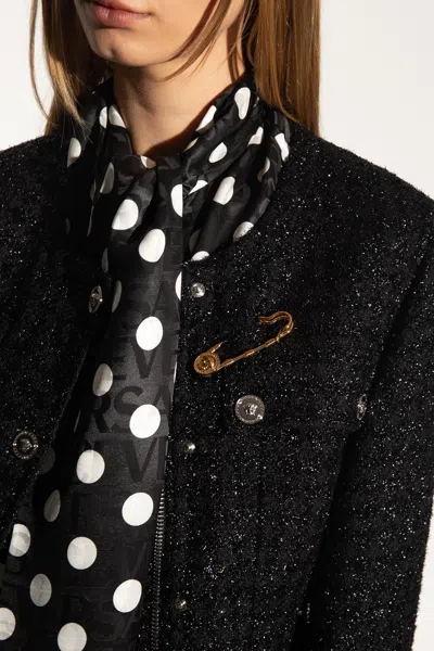 Versace Safety Pin Brooch In Gold