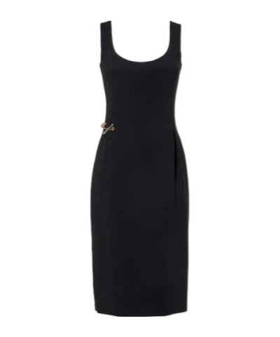 Versace Safety Pin Cady Midi Dress In Black
