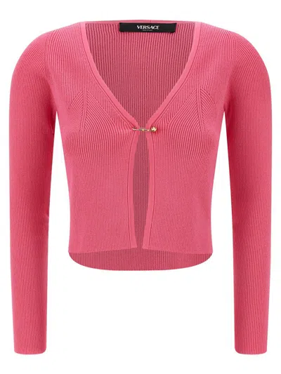 Versace 'safety Pin' Cardigan In Pink