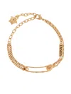 Versace Adjustable Medusa Charm Safety Pin Bracelets In Gold