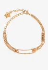 Versace Adjustable Medusa Charm Safety Pin Bracelets In Gold