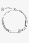 Versace Safety Pin Chain Bracelet In Metallic