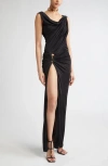 Versace Embellished Draped Stretch-jersey Gown